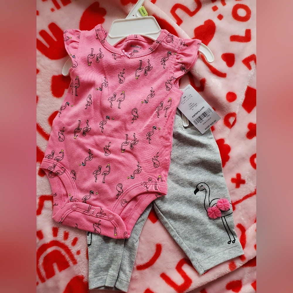 Carters 2 Piece Flamingo 3 month